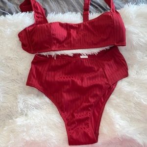 Red high waisted bikini